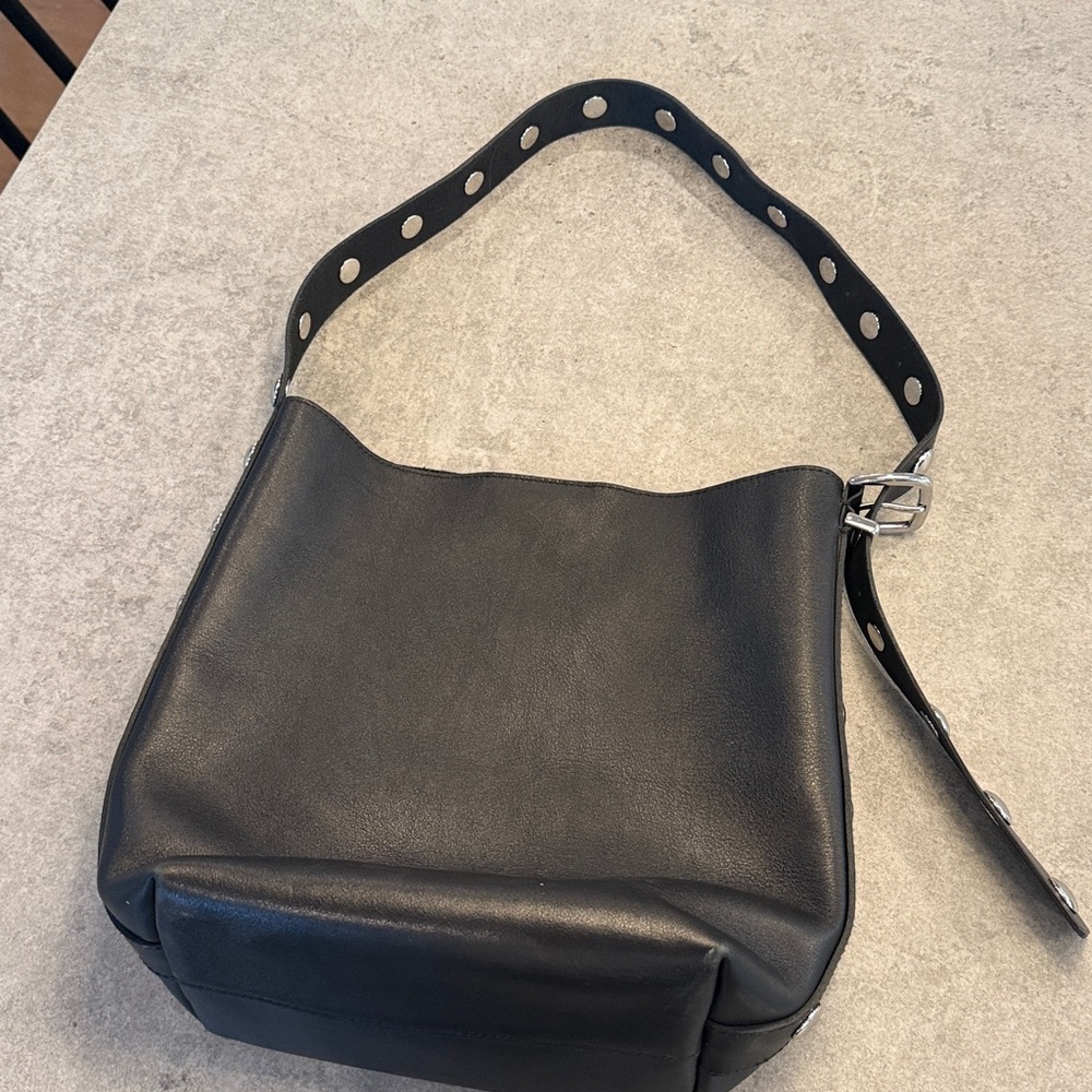Madewell Black Leather Stud Bag